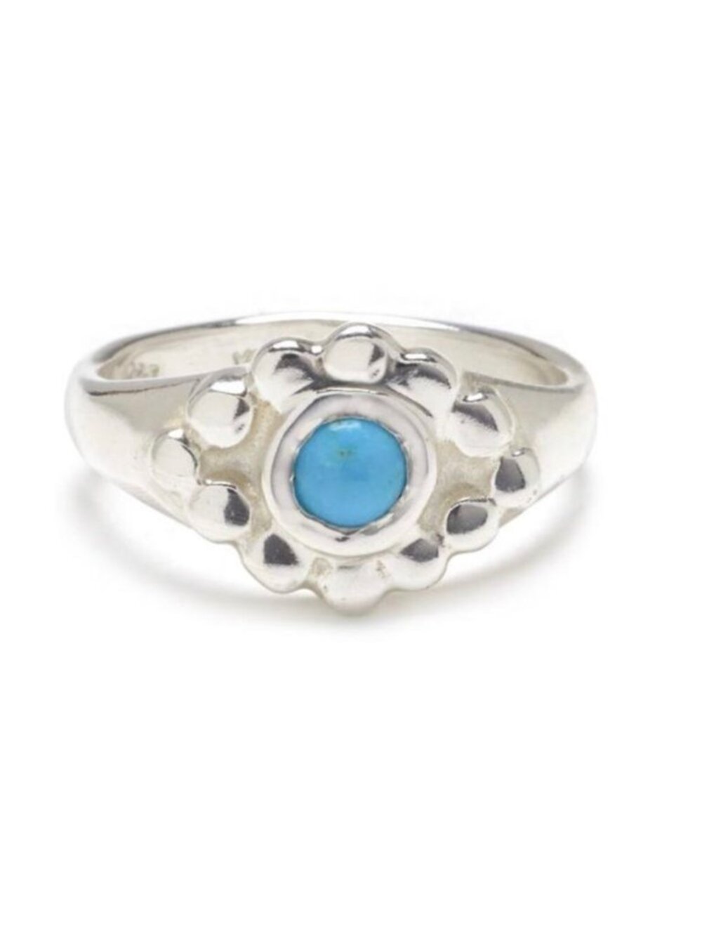 Scosha Sterling Silver & Turquoise Evil Eye Pinky Ring Size 4